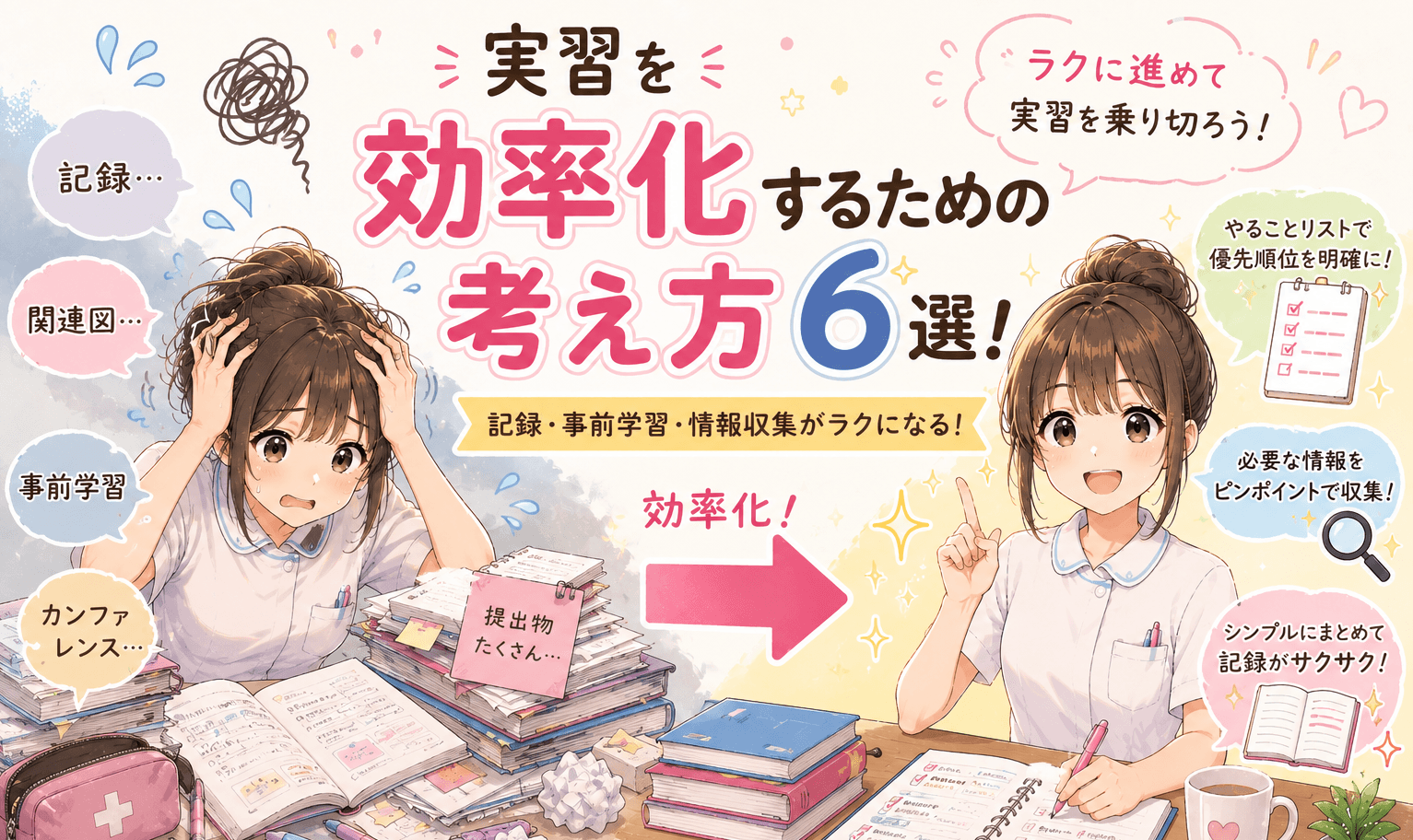 【看護学生必見！】実習を効率化する為に必要な考え方６選！